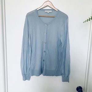 Loft Periwinkle/Light Blue Balloon Sleeve Cardigan